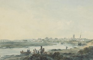 南部のカーディフ、1789年頃（トイレ、ペンとインク、紙で洗う） 作： Julius Caesar Ibbetson